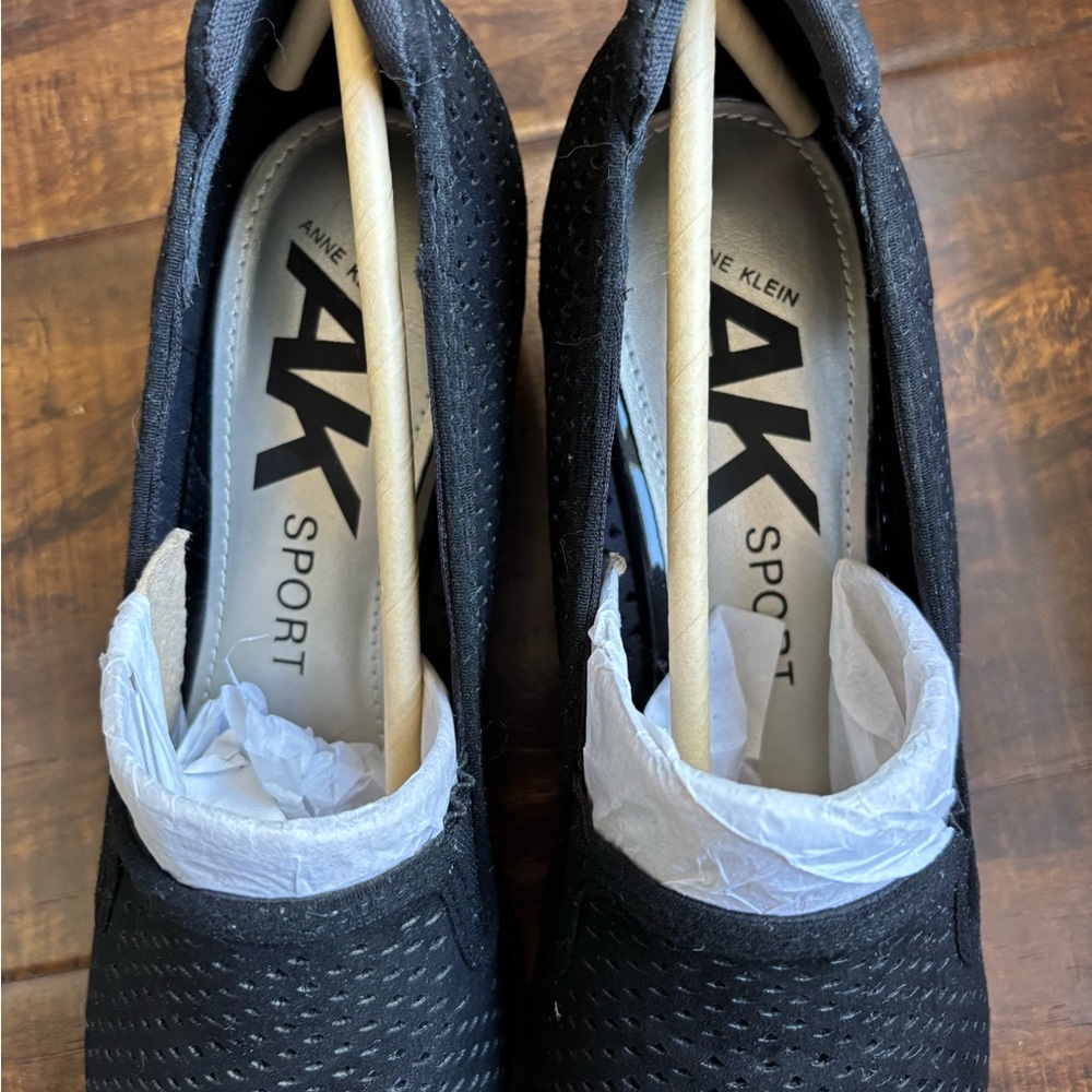 Anne Klein Black Peep-Toe Flats - Picture 3 of 5